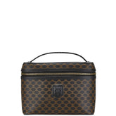 セリーヌ マカダム バニティバッグ ハンドバッグ ブラック ブラウン PVC レザー レディース CELINE 【中古】