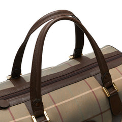 バーバリー チェック ボストンバッグ トラベルバッグ カーキ ブラウン キャンバス レザー レディース BURBERRY 【中古】