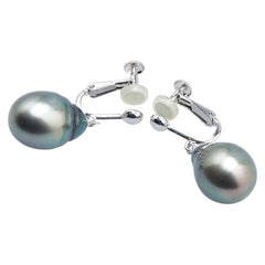 ノーブランド K14WG ホワイトゴールド 黒蝶パール11.2~15.4mm ネジバネ式 イヤリング レディース no brand 【中古】