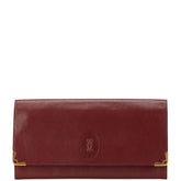 カルティエ マストライン クラッチバッグ ワインレッド ボルドー レザー レディース CARTIER 【中古】