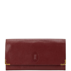 カルティエ マストライン クラッチバッグ ワインレッド ボルドー レザー レディース CARTIER 【中古】