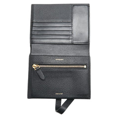 バーバリー TBロゴ 二つ折り財布 ブラック レザー レディース BURBERRY 中古