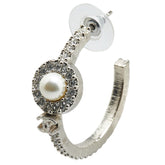 シャネル ココマーク ラインストーン フープ スタッド 片耳ピアス シルバー メタル レディース CHANEL 【中古】