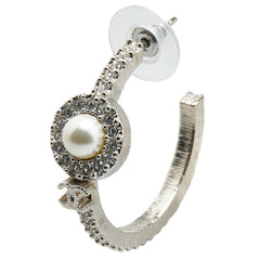 シャネル ココマーク ラインストーン フープ スタッド 片耳ピアス シルバー メタル レディース CHANEL 【中古】