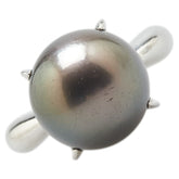 Pt900 プラチナ 黒蝶真珠 リング 指輪 レディース 11号 【中古】