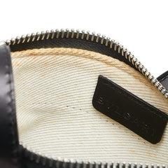 ブルガリ ロゴマニア ショルダーバッグ ブルー ブラック キャンバス レザー レディース BVLGARI 【中古】