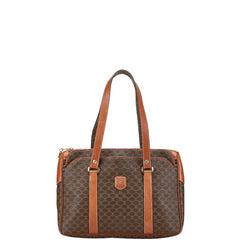 セリーヌ マカダム ハンドバッグ トートバッグ ブラウン PVC レザー レディース CELINE 【中古】