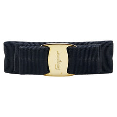 サルヴァトーレフェラガモ ヴァラリボン バレッタ ブラック ゴールド キャンバス メッキ レディース Salvatore Ferragamo 【中古】