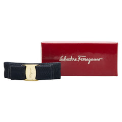 サルヴァトーレフェラガモ ヴァラリボン バレッタ ブラック ゴールド キャンバス メッキ レディース Salvatore Ferragamo 【中古】