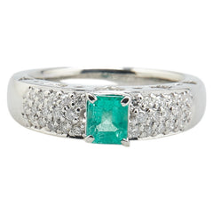 ノーブランド Pt900 プラチナ エメラルド0.71ct ダイヤ0.44ct リング 指輪 レディース no brand 15.5号 【中古】