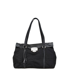 プラダ 三角ロゴプレート トートバッグ ショルダーバッグ ブラック ナイロン レザー レディース PRADA 【中古】