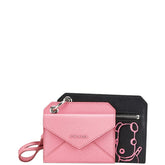 プラダ ドッグ 犬 イラスト カードケース コインケース 1TL360 ブラック ピンク サフィアーノ レザー レディース PRADA 【中古】