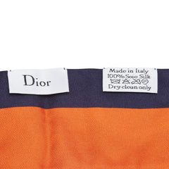ディオール 砂時計 鍵 モチーフ スカーフ ネイビー ゴールド マルチカラー シルク レディース Dior 【中古】
