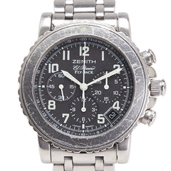 ゼニス レインボー フライバック エルプリメロ 腕時計 01/02.0470.405 自動巻き ブラック文字盤 ステンレススチール メンズ ZENITH 【中古】