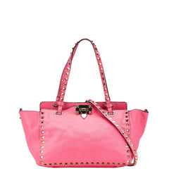 ヴァレンチノ ロックスタッズ ハンドバッグ ショルダーバッグ 2WAY ピンク レザー レディース Valentino 【中古】
