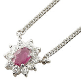 Pt850 プラチナ ルビー0.34ct ダイヤ0.32ct プチ ネックレス レディース 【中古】