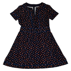 トリーバーチ ワンピース 半袖 サイズ:S ネイビー マルチカラー コットン レディース Tory Burch 【中古】