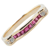 K18YG イエローゴールド ルビー0.35ct ダイヤ リング 指輪 レディース 14号 【中古】