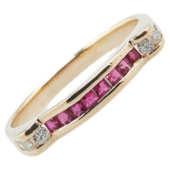 K18YG イエローゴールド ルビー0.35ct ダイヤ リング 指輪 レディース 14号 【中古】