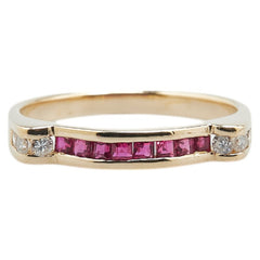 K18YG イエローゴールド ルビー0.35ct ダイヤ リング 指輪 レディース 14号 【中古】