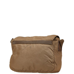 プラダ 三角ロゴプレート 斜め掛け ショルダーバッグ メッセンジャーバッグ BT6671 ブラウン ナイロン レザー レディース PRADA 【中古】