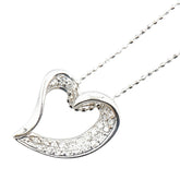 K18WG ホワイトゴールド ダイヤ0.20ct ハート モチーフ ネックレス レディース 【中古】