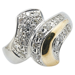 Pt900 プラチナ K18YG イエローゴールド コンビ ダイヤ0.50ct リング 指輪 レディース 14.5号 【中古】