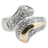 Pt900 プラチナ K18YG イエローゴールド コンビ ダイヤ0.50ct リング 指輪 レディース 14.5号 【中古】