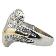 Pt900 プラチナ K18YG イエローゴールド コンビ ダイヤ0.50ct リング 指輪 レディース 14.5号 【中古】