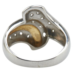 Pt900 プラチナ K18YG イエローゴールド コンビ ダイヤ0.50ct リング 指輪 レディース 14.5号 【中古】