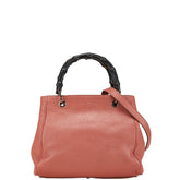 グッチ バンブー ショッパー スモール ハンドバッグ ショルダーバッグ 2WAY 336032 ピンク レザー レディース GUCCI 【中古】