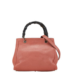 グッチ バンブー ショッパー スモール ハンドバッグ ショルダーバッグ 2WAY 336032 ピンク レザー レディース GUCCI 【中古】