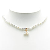 リボン モチーフ ネックレス シルバー ゴールド パール K18 ゴールド レディース 【中古】