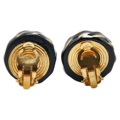 シャネル ヴィンテージ ココマーク ラウンド イヤリング ブラック ゴールド メッキ レディース CHANEL 【中古】