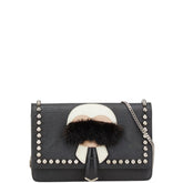 フェンディ モンスター カールラガーフェルド ウォレットチェーン 8M0346 ブラック マルチカラー レザー ファー レディース FENDI 【中古】