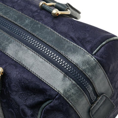 セリーヌ Cマカダム ハンドバッグ ミニボストンバッグ ネイビー キャンバス レザー レディース CELINE 【中古】