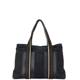 エルメス トロカホリゾンタルMM ハンドバッグ ブラック キャンバス レザー レディース HERMES 【中古】