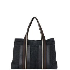 エルメス トロカホリゾンタルMM ハンドバッグ ブラック キャンバス レザー レディース HERMES 【中古】