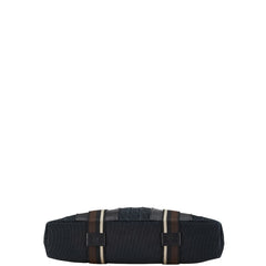 エルメス トロカホリゾンタルMM ハンドバッグ ブラック キャンバス レザー レディース HERMES 【中古】