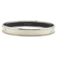 エルメス エマイユPM カレーシュ バングル ホワイト シルバー メタル レディース HERMES 【中古】