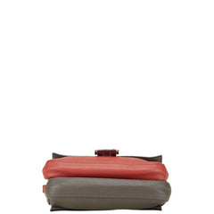 フェンディ ダブルマイクロバケット ハンドバッグ チェーン ショルダーバッグ 8M0371 レッド マルチカラー レザー レディース FENDI 【中古】