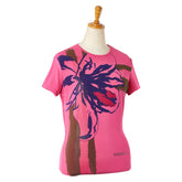 ヴェルサーチェ JEANS COUTURE ハイビスカス Tシャツ サイズ:S ピンク マルチカラー ポリエステル レディース VERSACE 【中古】