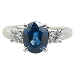 Pt900 プラチナ サファイア3.55ct ダイヤ0.468ct リング 指輪 レディース 16号 【中古】