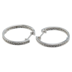 K18WG ホワイトゴールド ダイヤ0.30ct フープ ピアス レディース 【中古】