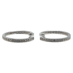 K18WG ホワイトゴールド ダイヤ0.30ct フープ ピアス レディース 【中古】