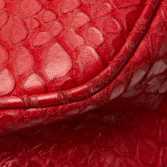 サルヴァトーレフェラガモ 型押し 斜め掛け ショルダーバッグ レッド レザー レディース Salvatore Ferragamo 【中古】