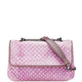 ボッテガヴェネタ キルティング 斜め掛け チェーン ショルダーバッグ ピンク ベロア パイソン レディース BOTTEGAVENETA 【中古】