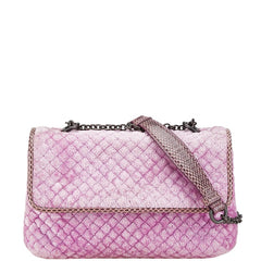 ボッテガヴェネタ キルティング 斜め掛け チェーン ショルダーバッグ ピンク ベロア パイソン レディース BOTTEGAVENETA 【中古】