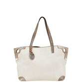 カルティエ マルチェロ トートバッグ ハンドバッグ ホワイト ベージュ キャンバス パイソン レディース CARTIER 【中古】