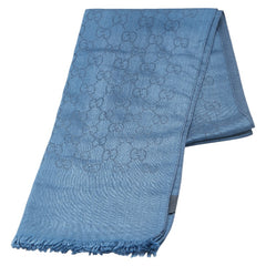 グッチ GGウール ストール ブルー ネイビー ウール レディース GUCCI 【中古】